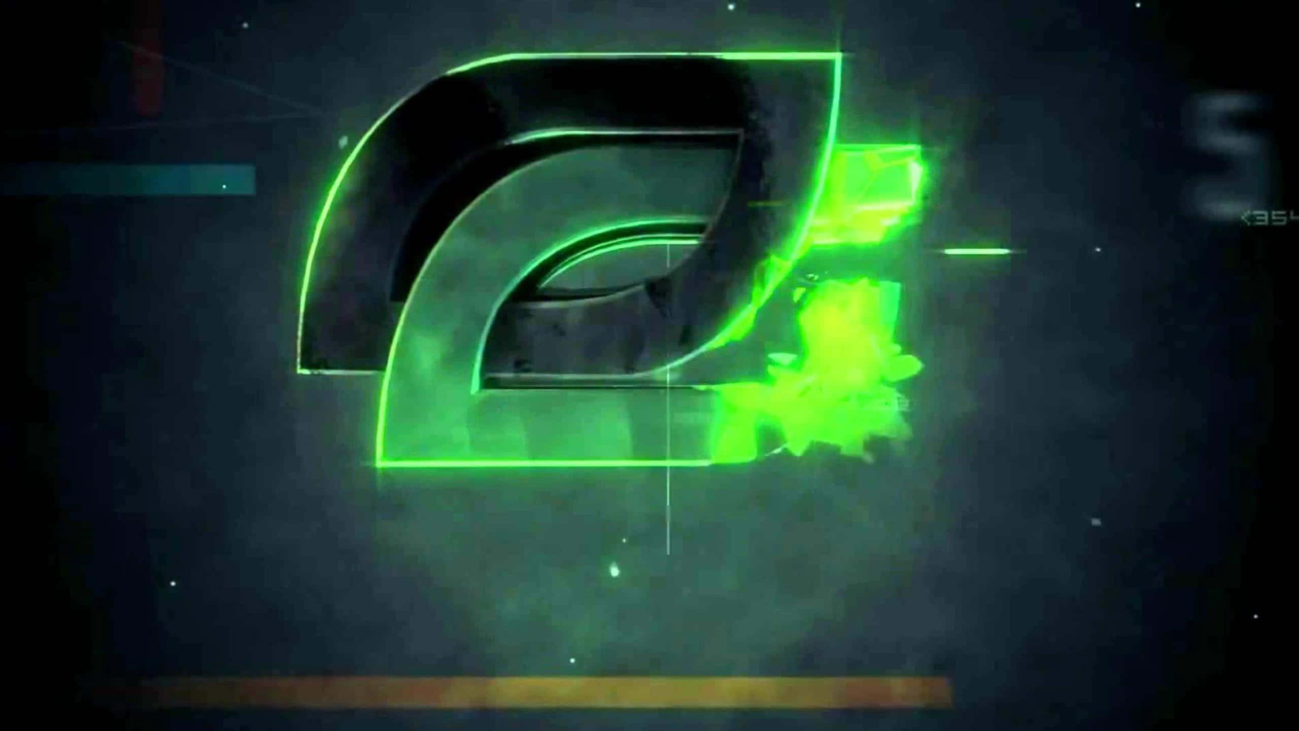 Optic Gaming 桌布 壁紙 — 一個發光綠色風格數字二，帶有數碼故障效果，背景為深色。