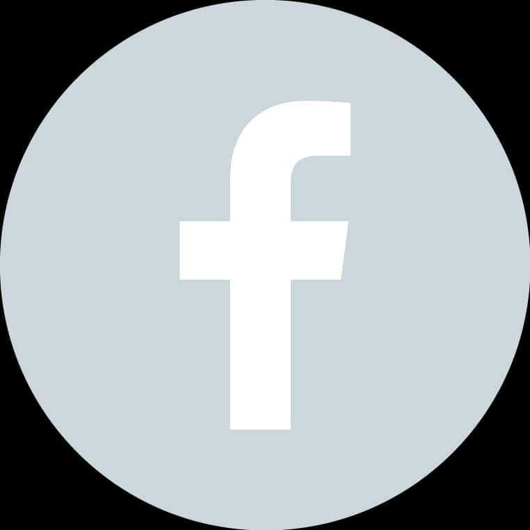 黑白 Facebook 標誌 壁紙 — 一個極簡的白色小寫f標誌，居中於淺灰色圓圈內，背景為黑色。