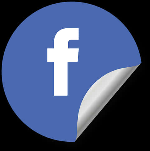 Facebook標誌撕開效果 壁紙 — 一個藍色圓形Facebook標誌貼紙，角位被掀起，放在黑色背景上。