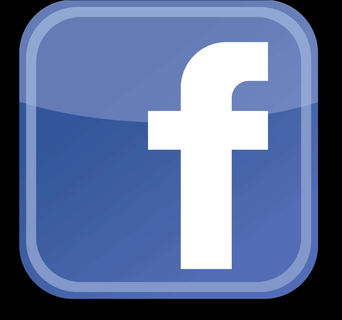 Facebook 標誌（透明背景） 壁紙 — 一個有光澤的藍色方形圖標，白色小寫字母f居中，背景為黑色。
