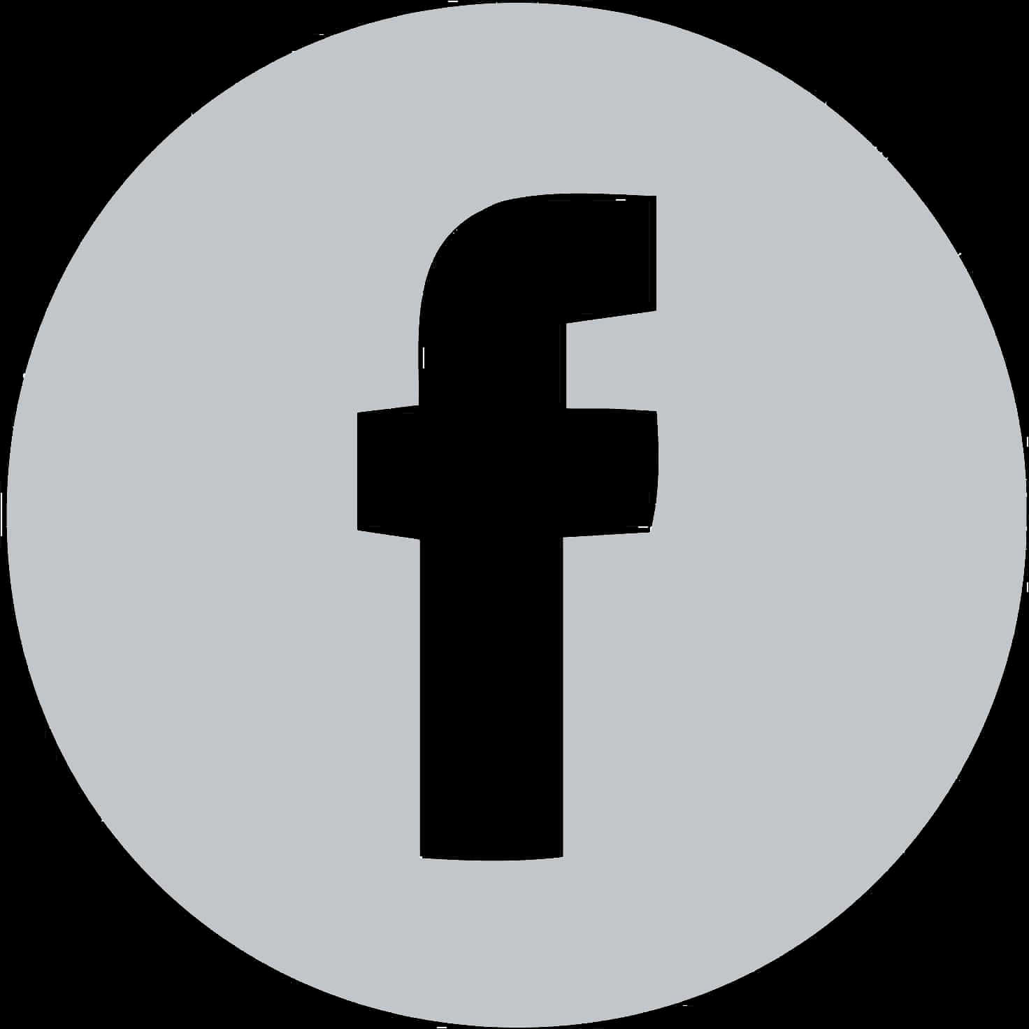 黑白Facebook圖標 壁紙 — 一個極簡黑色小寫f標誌，居中於淺灰色圓圈內，背景為黑色。