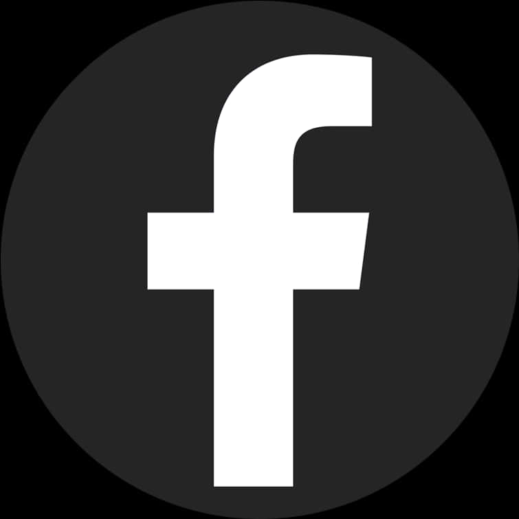 黑白 Facebook 標誌 壁紙 — 一個極簡的白色小寫f標誌，居中於深灰色圓圈內，背景為黑色。