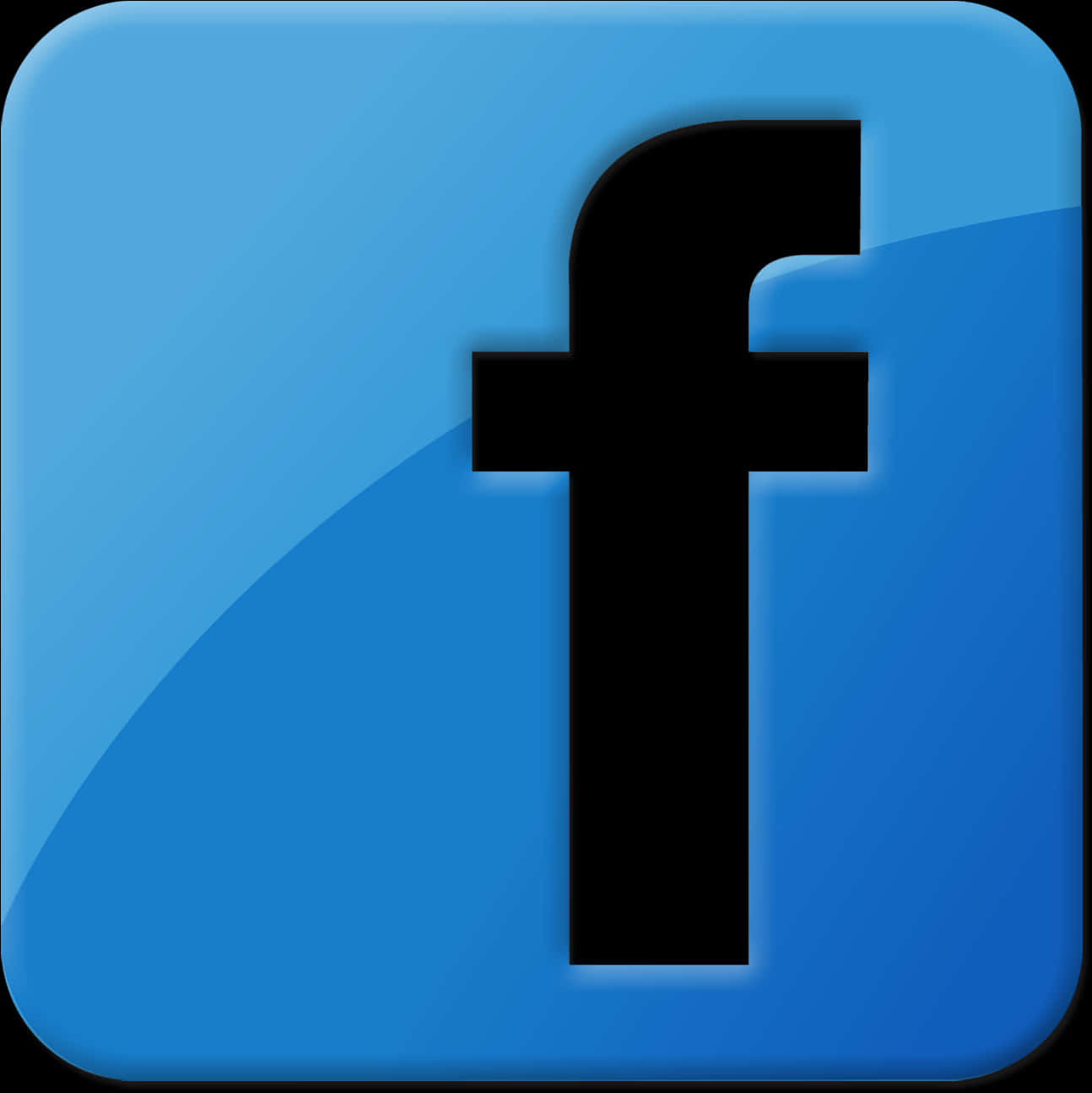 藍色方塊 Facebook 圖標 壁紙 — 一個帶有光澤的藍色方形圖標，中心是一個粗體黑色小寫字母f，背景為漸變色。