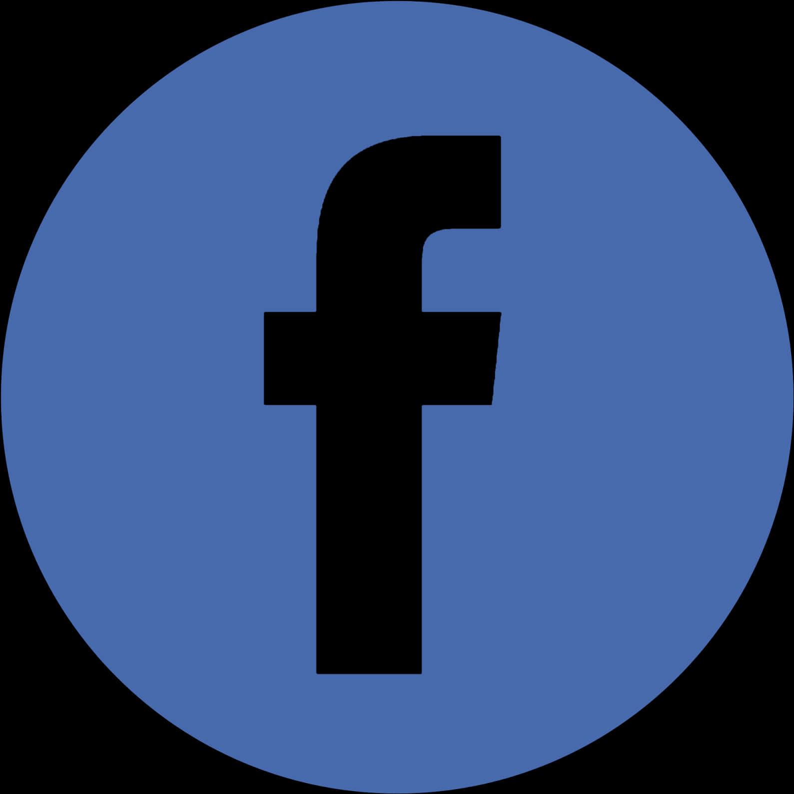 透明背景藍色圓圈 Facebook 標誌 壁紙 — 一個粗體黑色小寫f標誌，居中位於實心藍色圓圈內，背景為黑色。