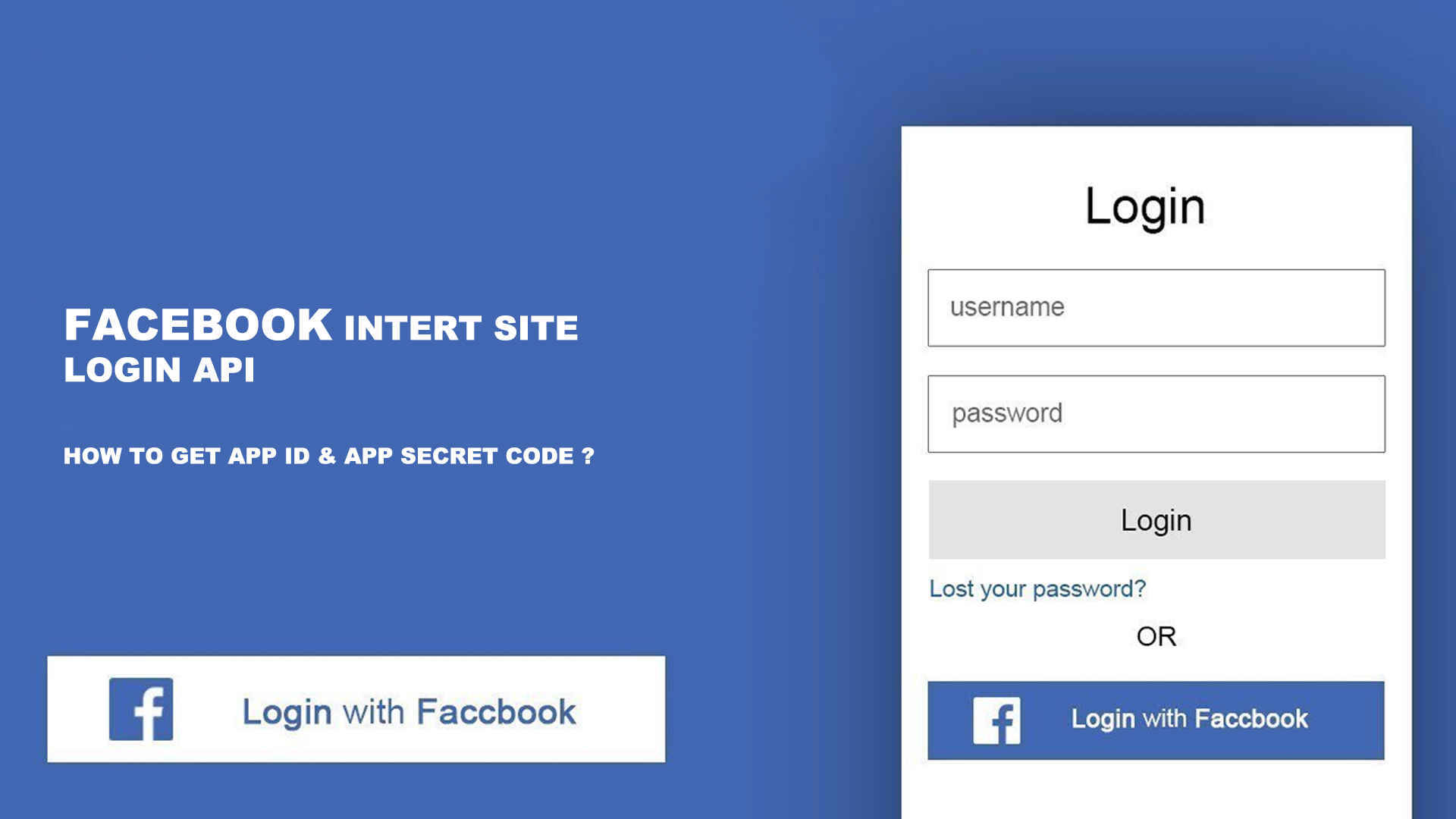 Facebook 登入詐騙網站 壁紙 — 乾淨的藍色背景顯示 Facebook 登入介面，包含用戶名和密碼欄位以及供應用程式開發者使用的登入按鈕。
