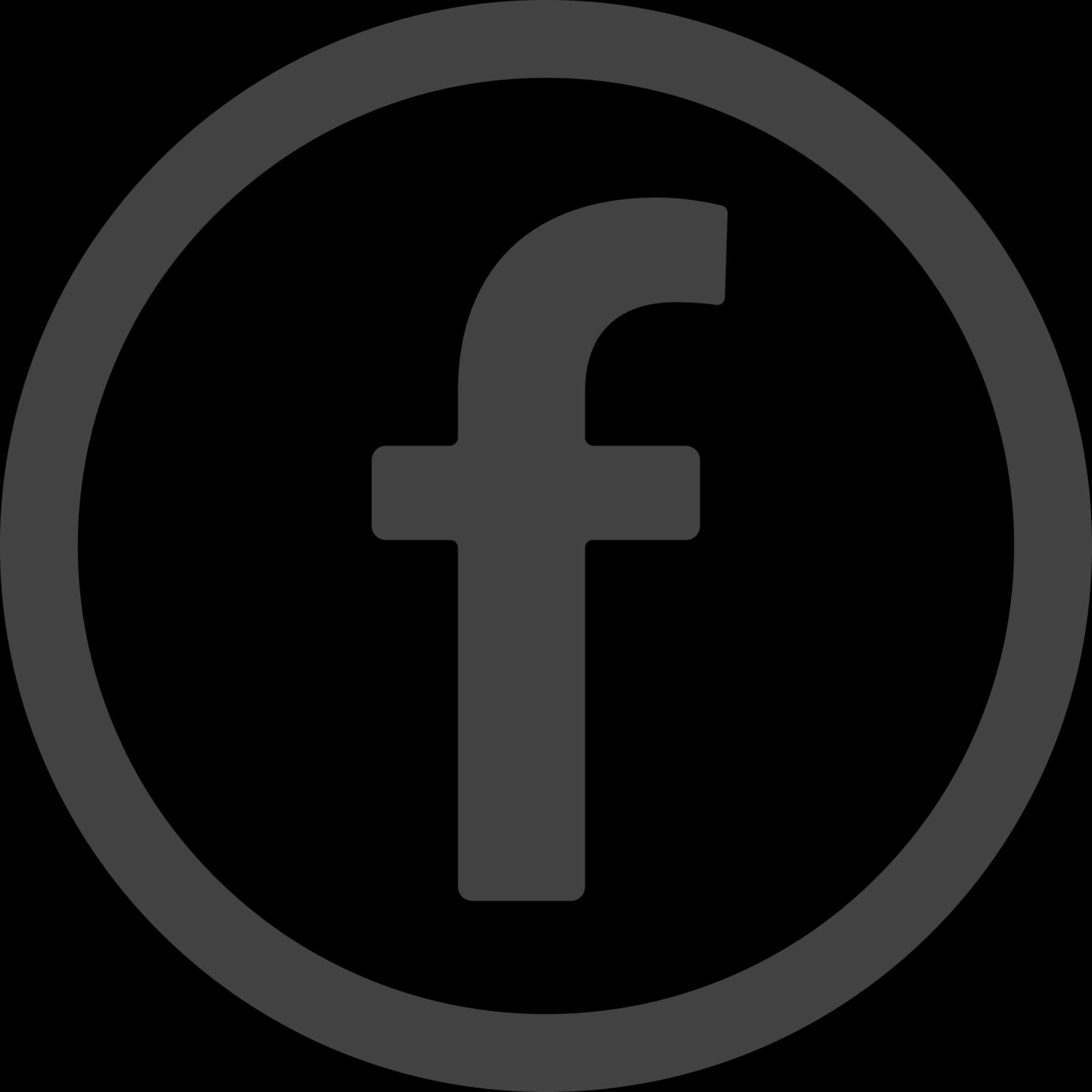 黑白 Facebook 標誌 壁紙 — 一個極簡的深灰色 Facebook 標誌圖示，居中放置在黑色背景的圓形內。