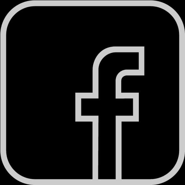 黑白 Facebook 標誌 壁紙 — 一個極簡的黑白Facebook標誌圖標，帶有粗灰色邊框，背景為純黑色。