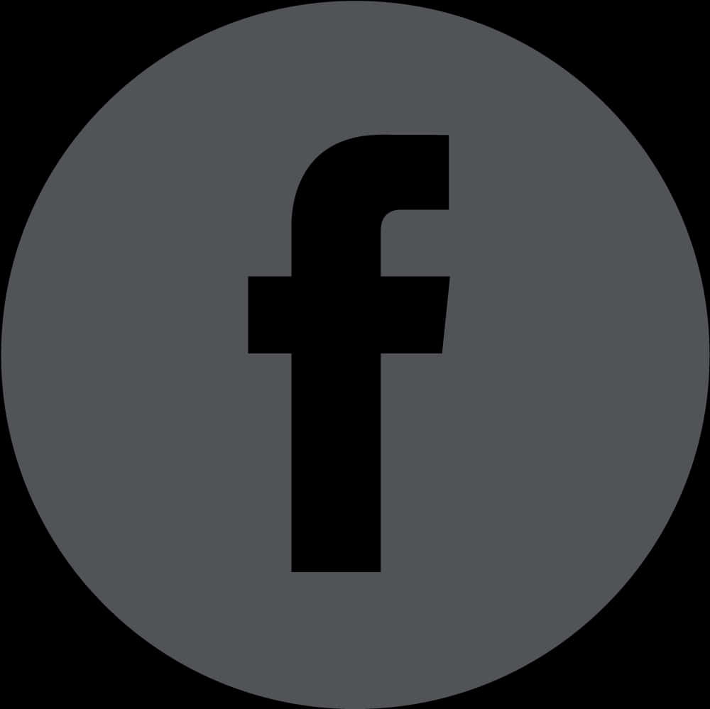 Facebook 白色圖標（深色背景） 壁紙 — 一個極簡的黑色小寫f標誌，居中於灰色圓形內，背景為黑色。