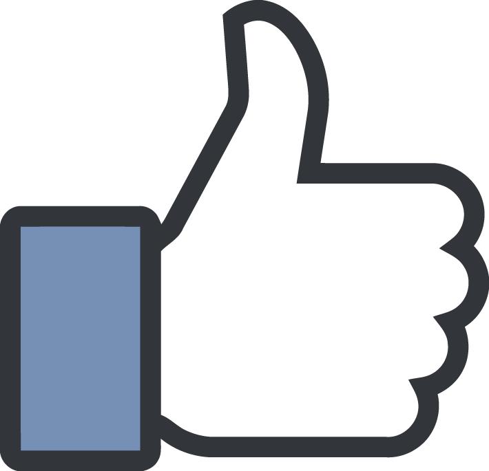 Facebook「讚」圖示 壁紙 — 一個極簡風格的豎起大拇指圖標，藍色矩形拇指在黑色背景上。