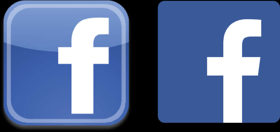 Facebook 標誌對比圖 壁紙 — 兩個Facebook標誌並排，一個有光澤，一個扁平，黑色背景