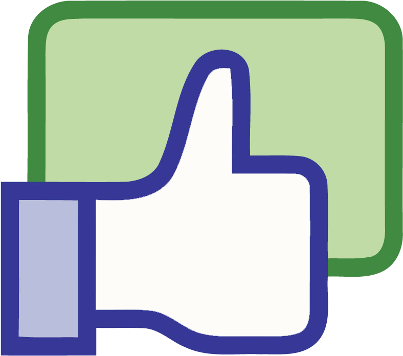 Facebook「讚」圖示 壁紙 — 一個風格化的藍色拇指向上圖示，帶有輪廓，位於淺綠色圓角矩形背景上。