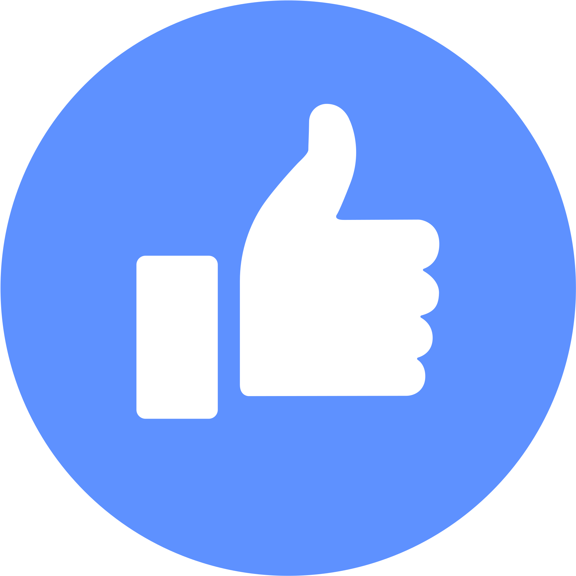 Facebook Like圖標 社交媒體 壁紙 — 一個粗體黑色豎起拇指圖示，居中於實心藍色圓形內，背景為黑色。