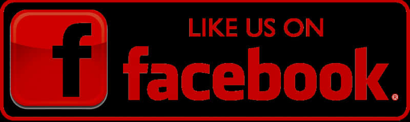 「按讚加入我們」Facebook 按鈕 壁紙 — 黑色背景上帶有「LIKE US ON」文字的醒目紅色Facebook標誌。