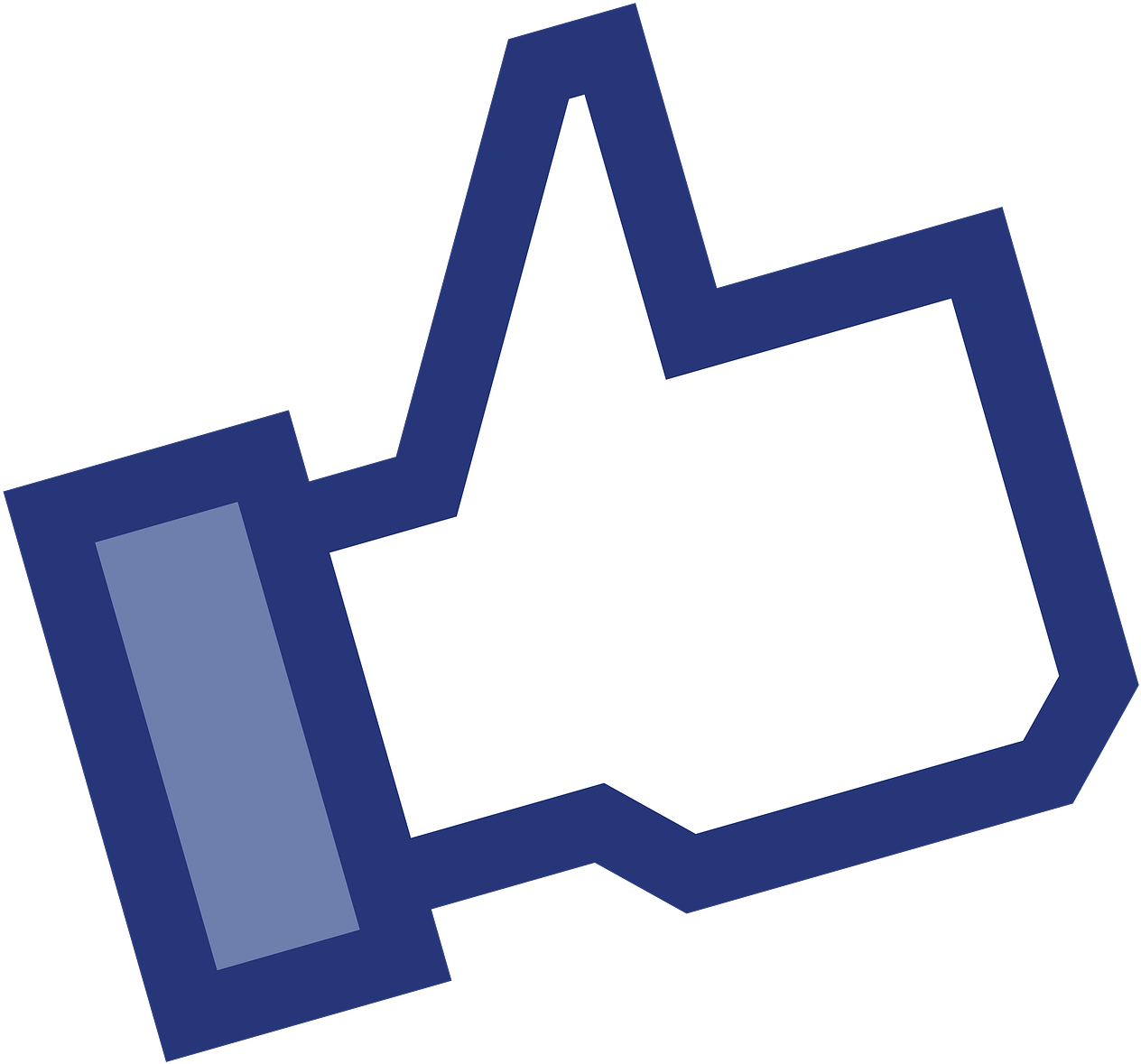Facebook「讚」圖示 壁紙 — 一個大膽的藍色豎起拇指圖標，中心為白色，置於鮮明的黑色背景上。
