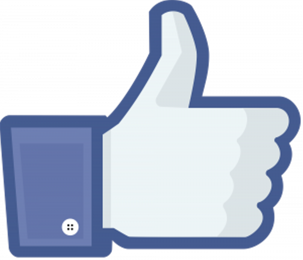 Facebook「讚」圖示 壁紙 — 一個風格化的藍白豎起大拇指圖標，袖子上有一個按鈕，背景為黑色。