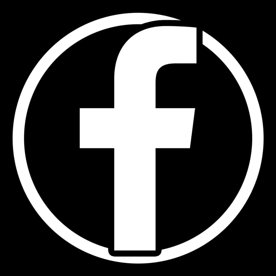 黑色方塊背景上的白色 Facebook 圓形圖示 壁紙 — 一個鮮明的白色Facebook標誌，居中於圓形內，置於純黑色背景上。