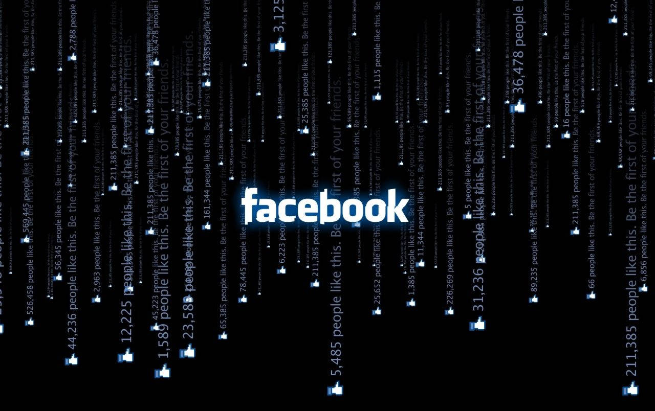 Facebook 標誌在黑色背景上帶有掉落的讚好通知和數字。