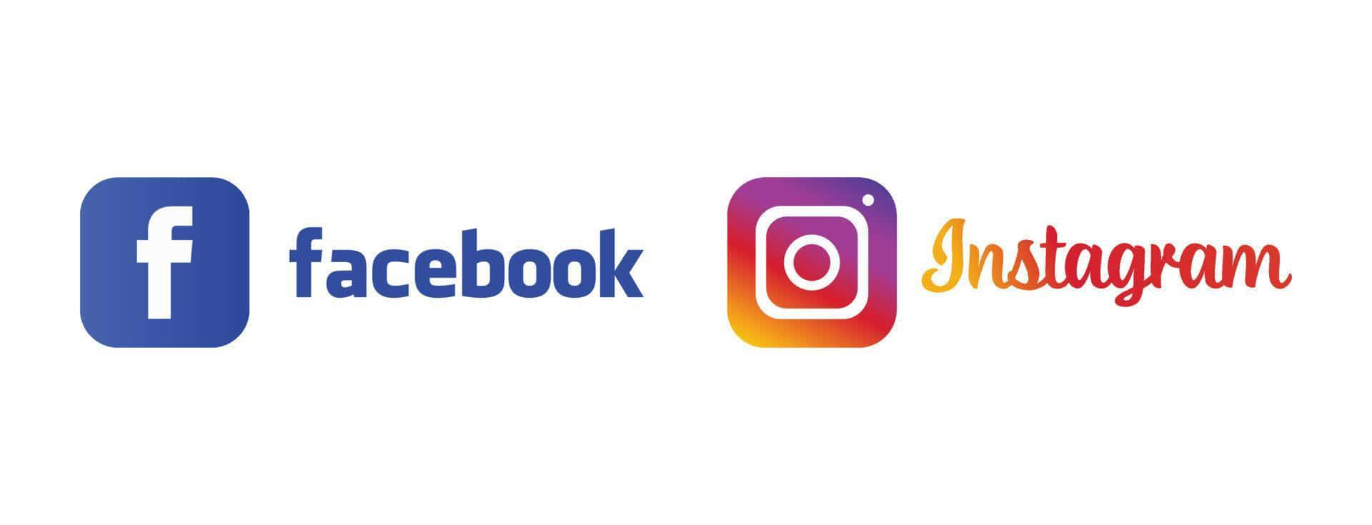 白色背景上的 Facebook 和 Instagram 社交媒體標誌