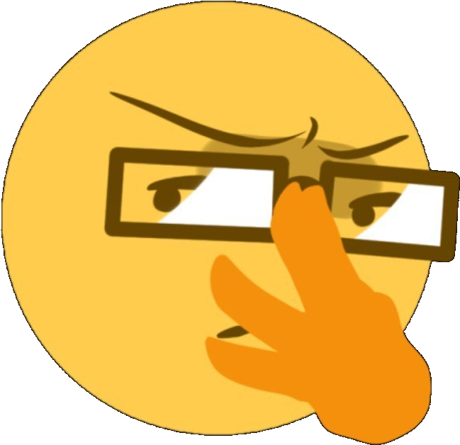 Facepalm_ 表情符號_ Discord.PNG 壁紙 — 一個黃色表情符號臉孔戴著眼鏡，用手遮住嘴巴，露出懷疑或惱怒的表情。