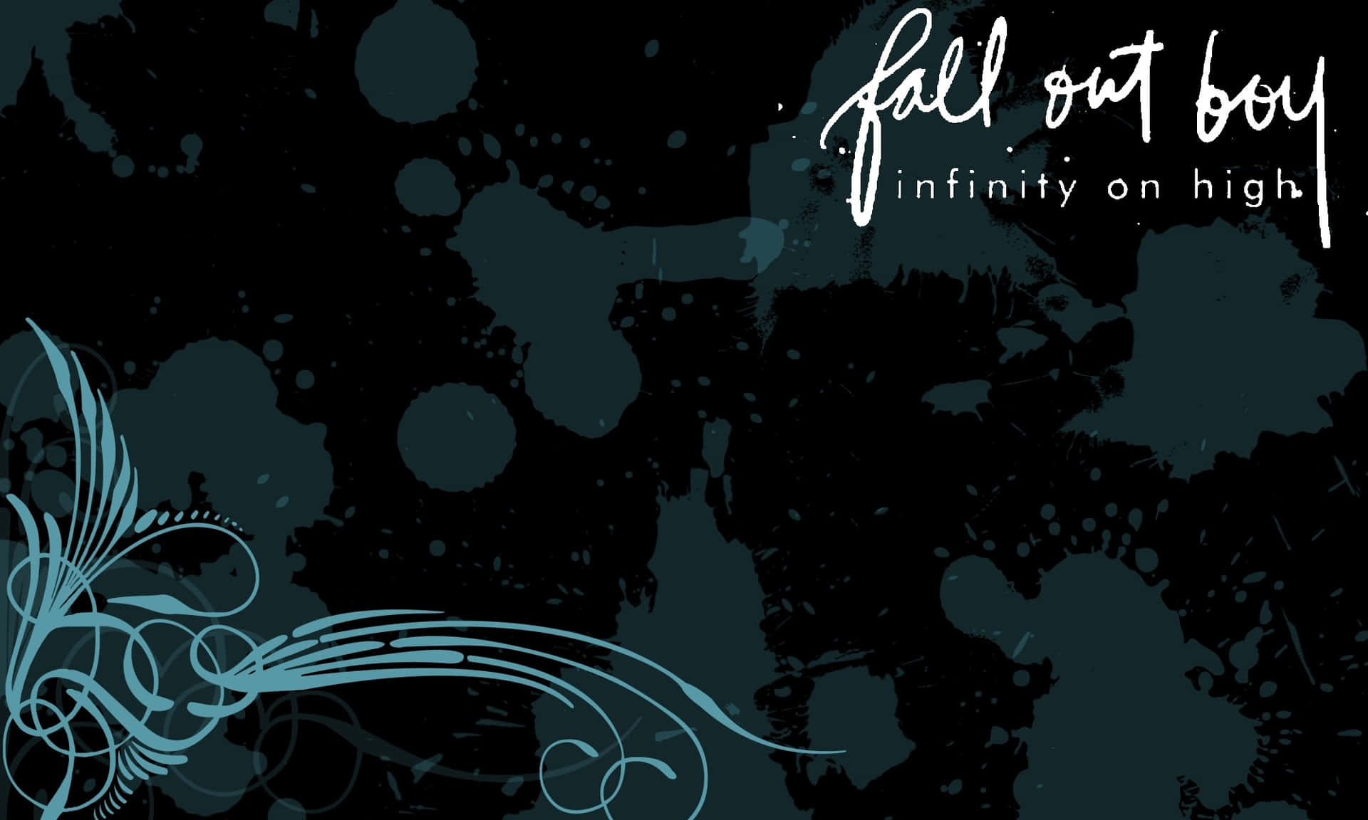 Fall Out Boy 的 Infinity on High 專輯封面藝術，深色背景上有藍綠色漩渦。