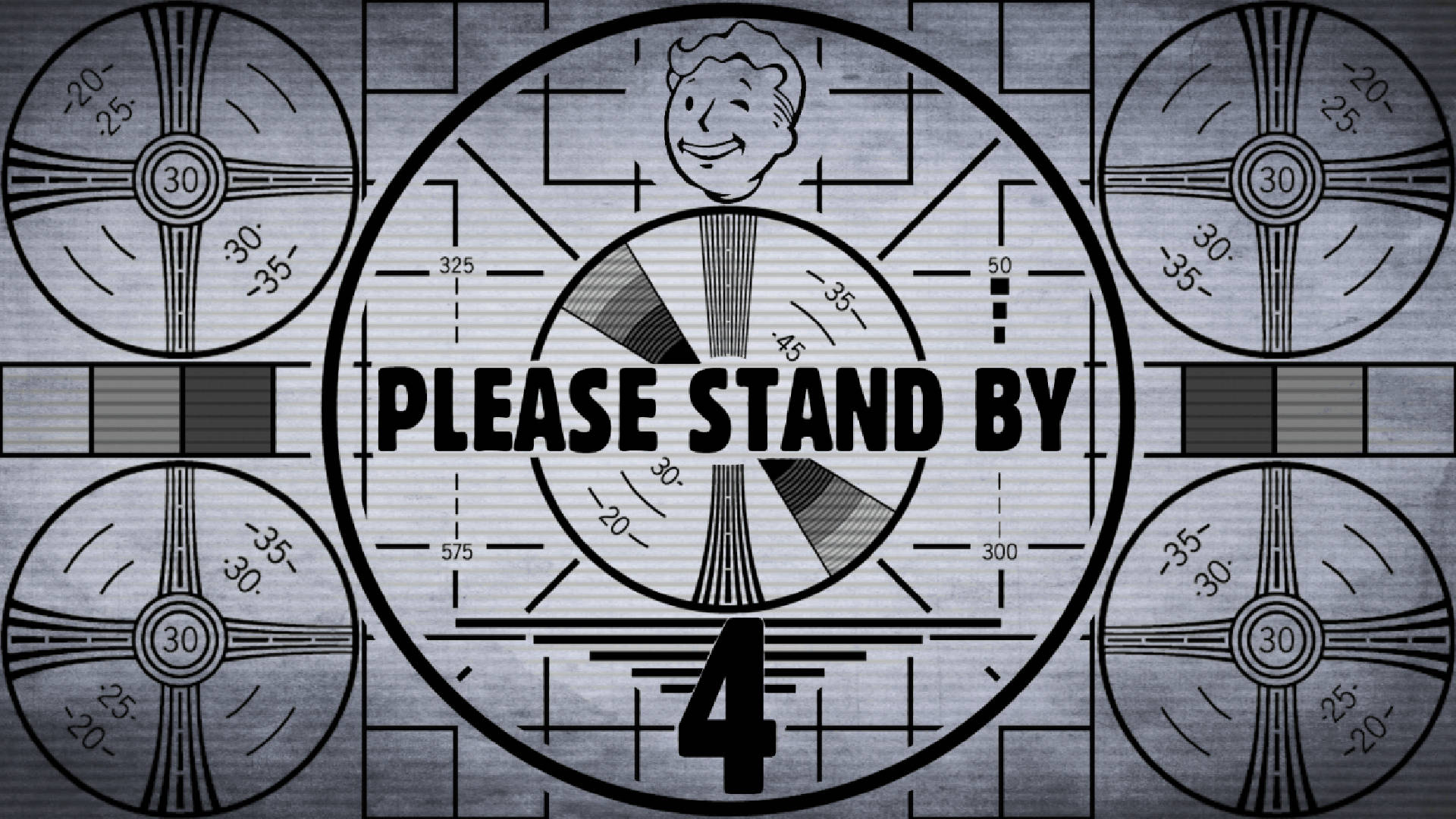 復古Fallout倒數畫面，Vault Boy微笑，顯示數字四。