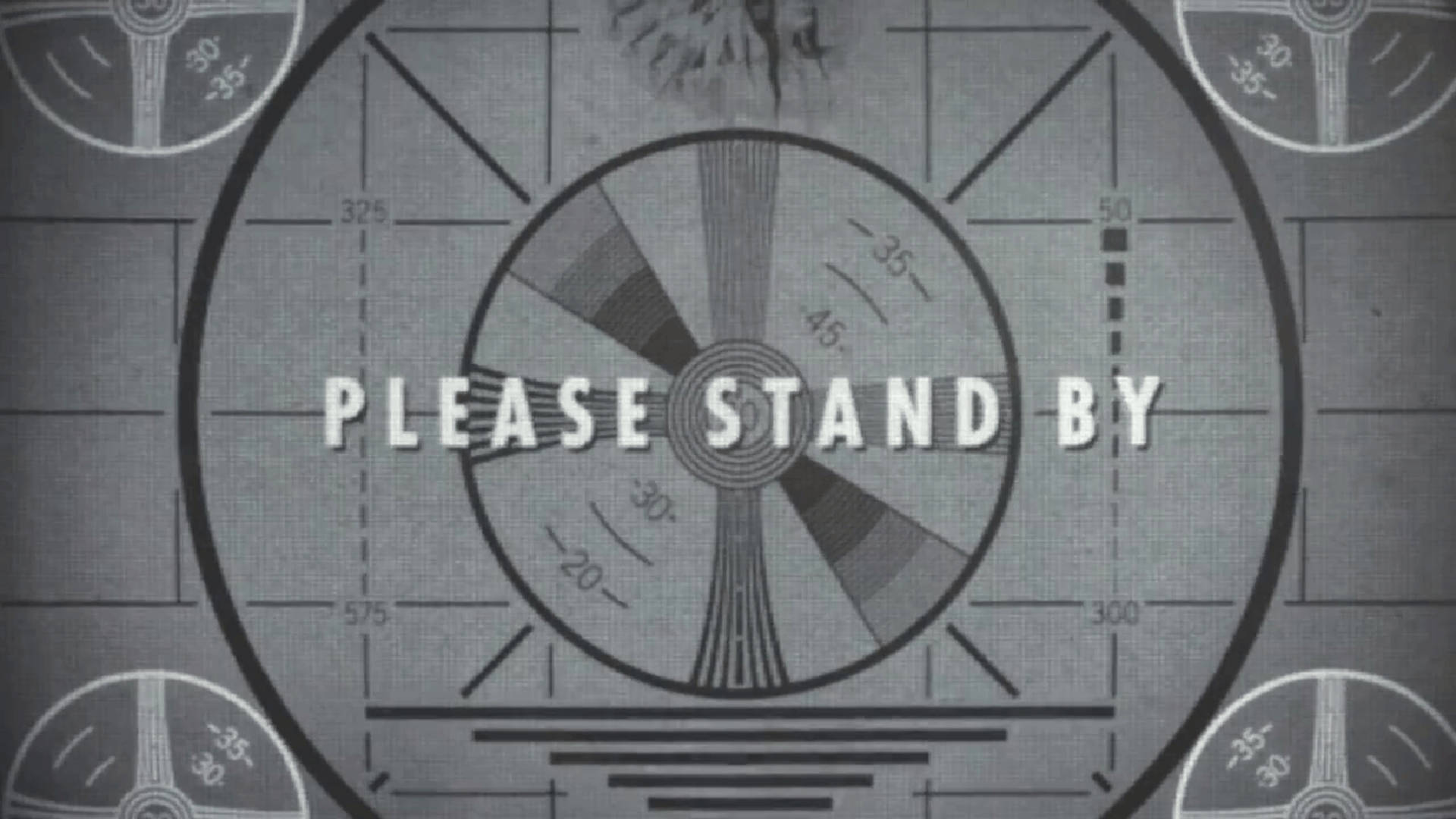 帶有「PLEASE STAND BY」文字和角形網格線的雷達屏幕。