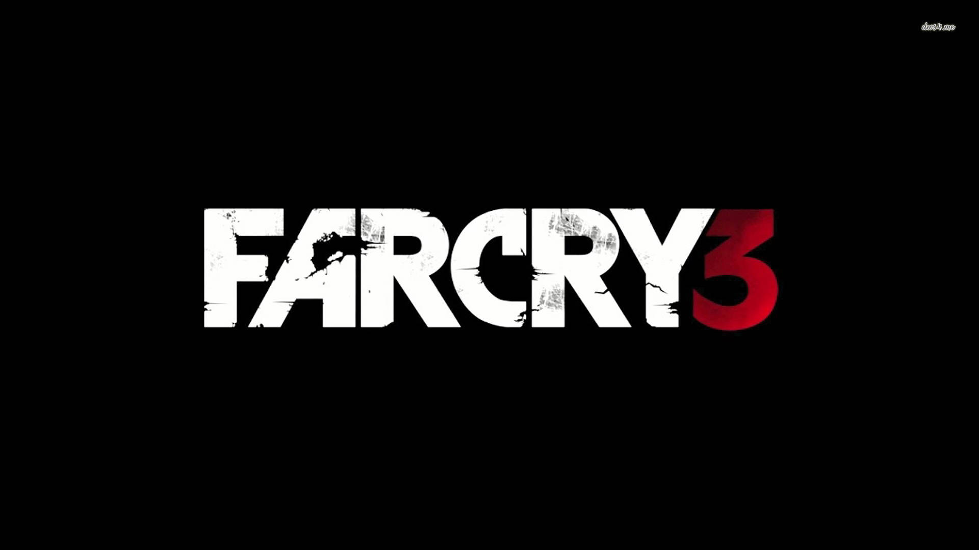 黑色背景上帶有白色和紅色文字的 Far Cry 3 遊戲標誌。