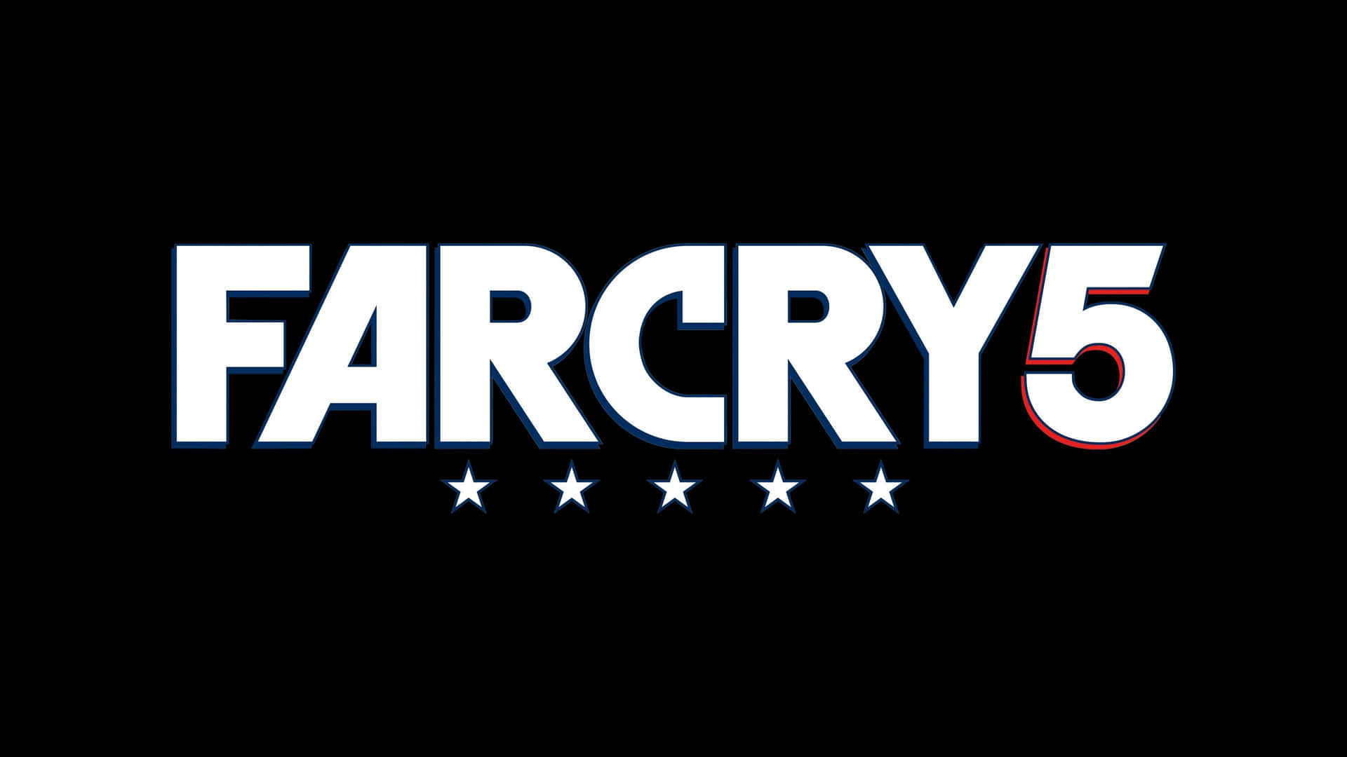 Far Cry 5 遊戲標誌，黑色背景上有五顆星星。
