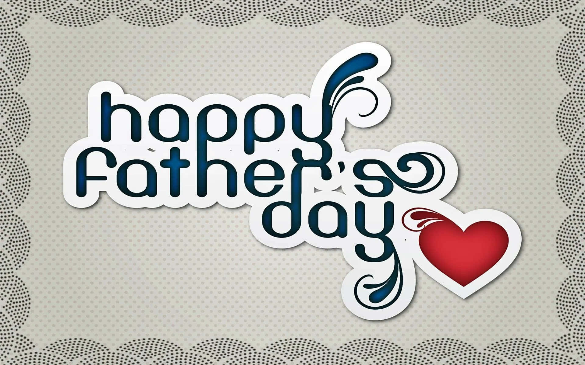 Happy Father's Day 祝福，帶有裝飾性漩渦和一個紅心。