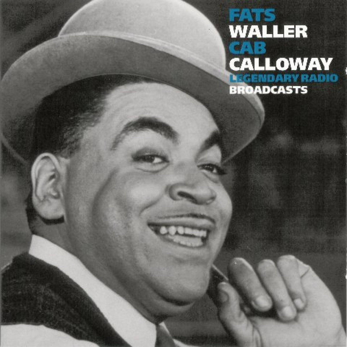 Fats Waller 在復古電台廣播封面上戴著軟呢帽和西裝微笑。