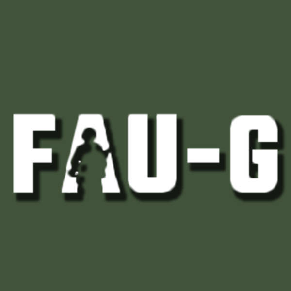 綠色背景上字母 A 內有士兵剪影的 FAU-G 標誌
