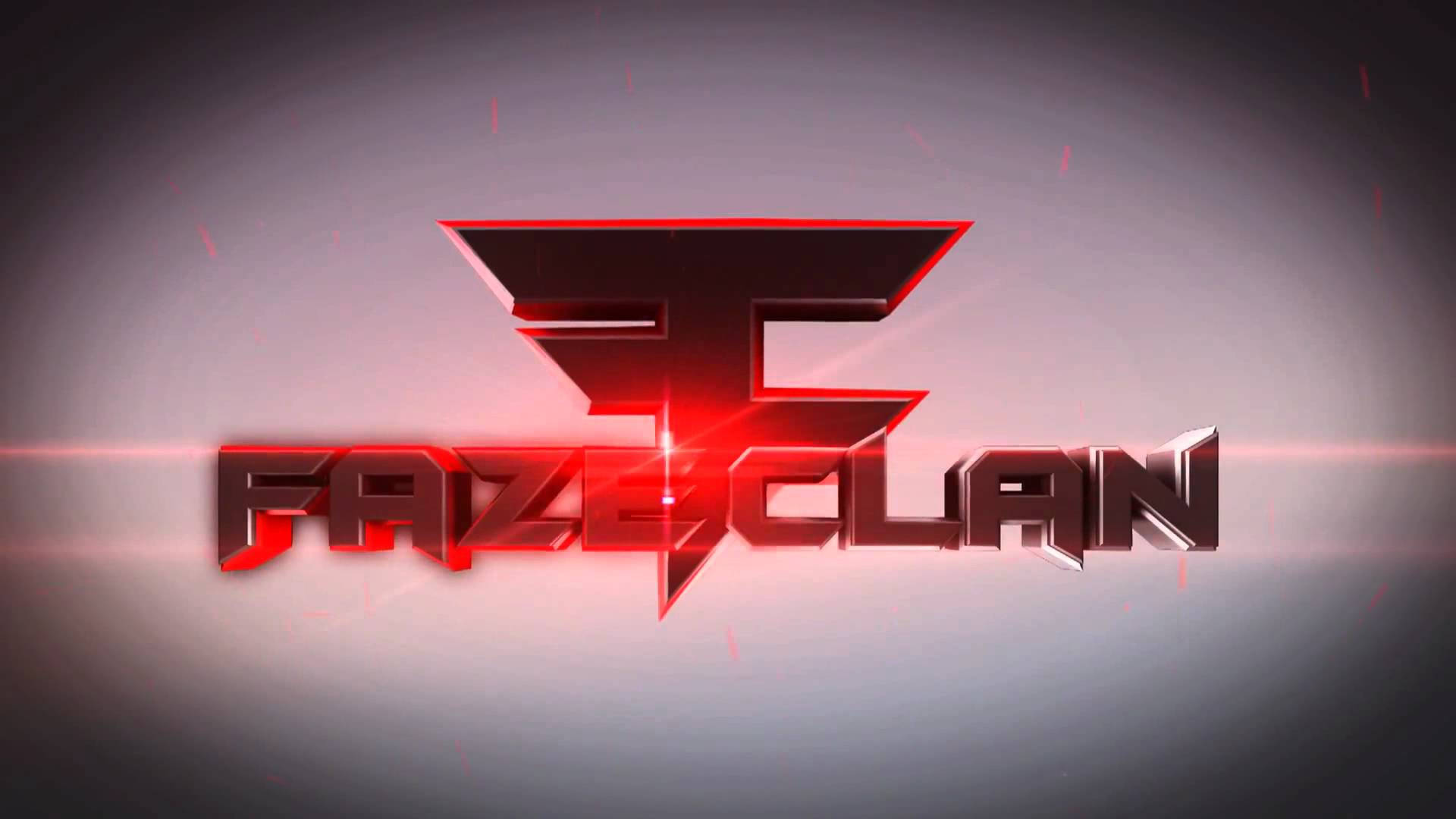 FaZe Clan 冷紅色標誌 壁紙 — 一個發光的紅色3D標誌，代表Faze Clan，具有銳利的邊緣和光暈，背景為漸變灰色。