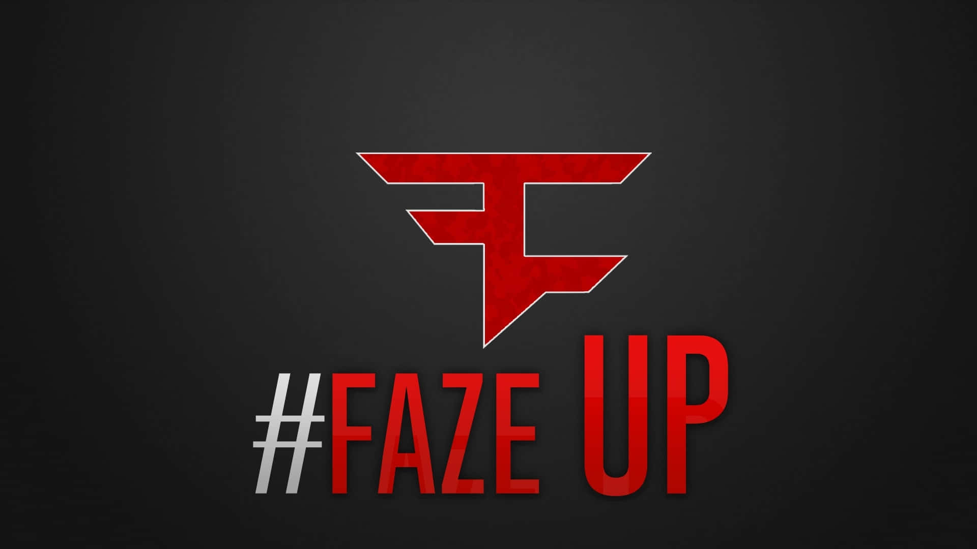 深灰色背景上的紅色FAZE標誌和標籤FAZE UP