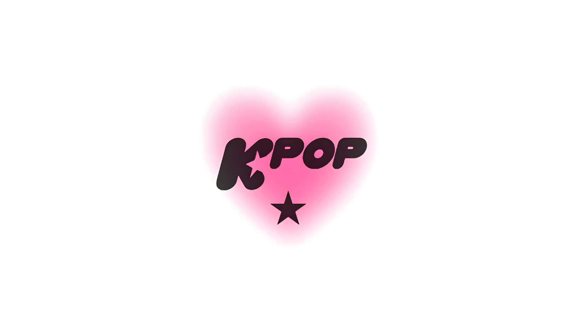  壁紙 — 白色背景上有一個粉紅色心形，內有粗體黑色字母KPOP，下方有一顆星。