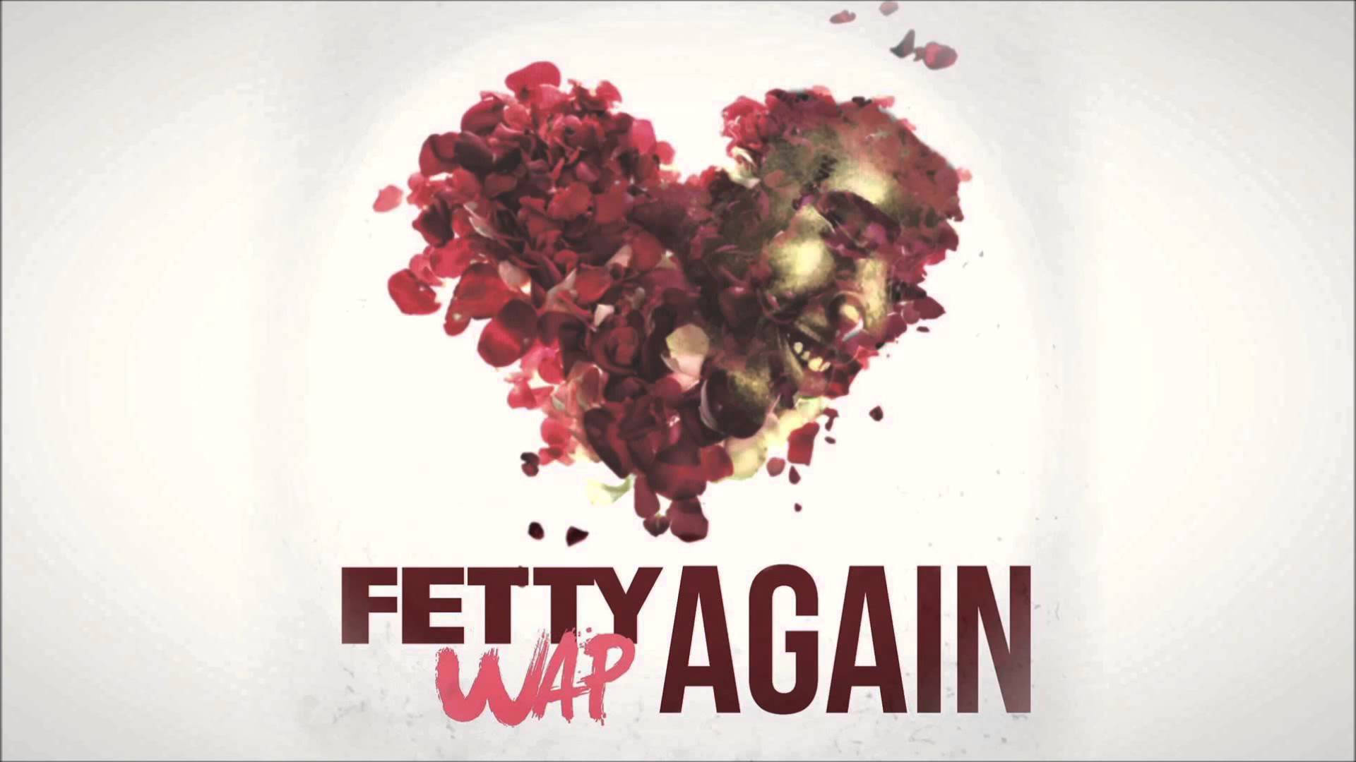 Fetty Wap 數位封面 壁紙 — 一顆由紅玫瑰花瓣製成的破碎心臟，中心浮現一個尖叫的臉孔，背景為純白色。