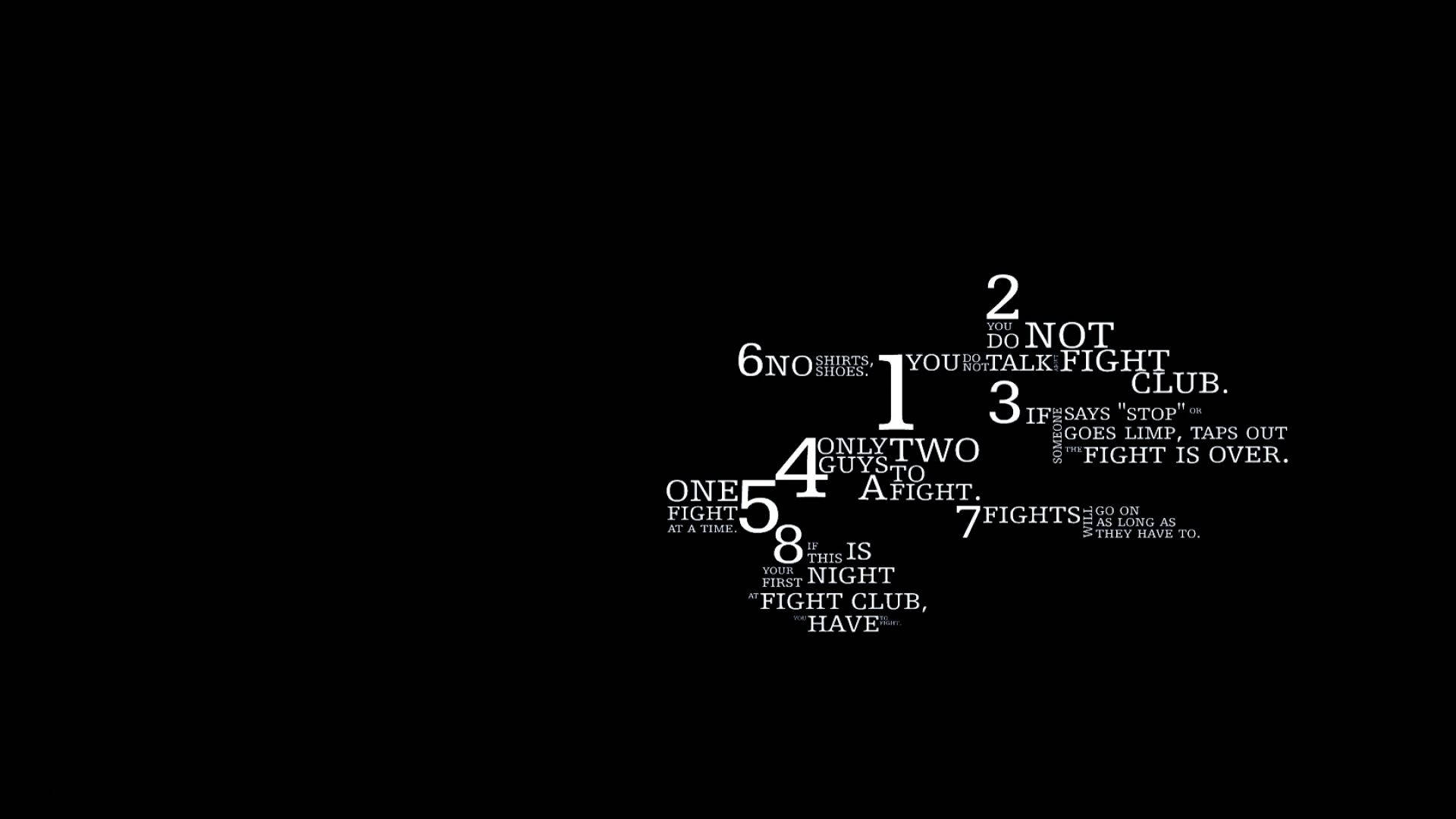 《Fight Club》數字 壁紙 — 來自《搏擊會》的白色文字語錄以圓形圖案排列在黑色背景上。