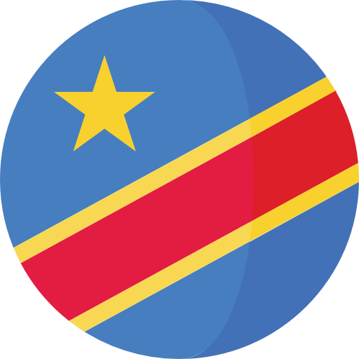 Flag_of_the_ Democratic_ Republic_of_the_ Congo 壁紙 — 一個圓形圖示，顯示剛果民主共和國的國旗，帶有藍色、紅色、黃色和一顆金色星星。