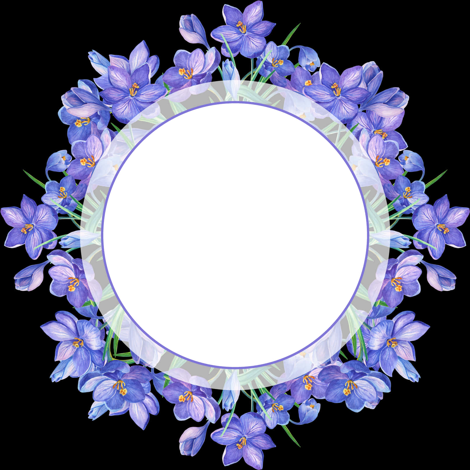 Floral_Circle_Frame_on_Black_Background 壁紙