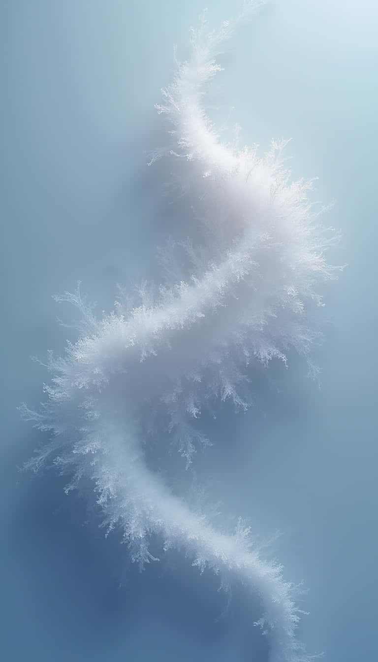 一條白色霜狀螺旋在柔和的藍色漸變背景上