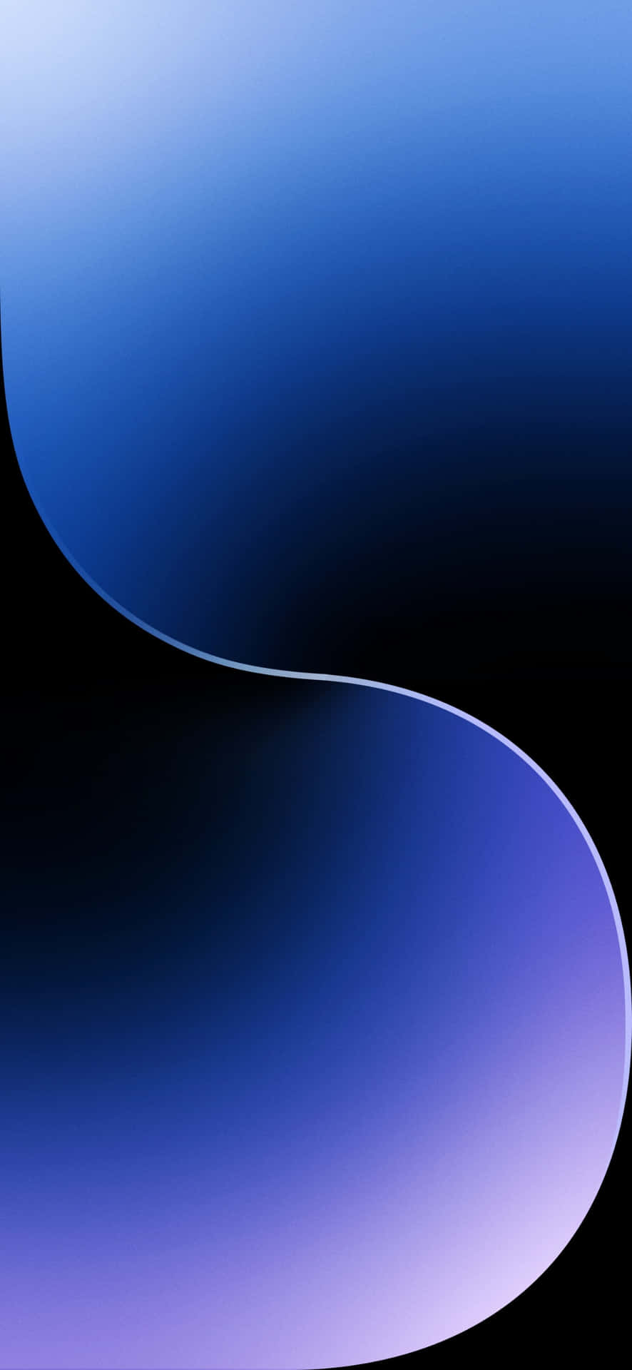  壁紙 — 深藍色和紫色的流暢漸變曲線，優雅地映襯在黑色背景上。