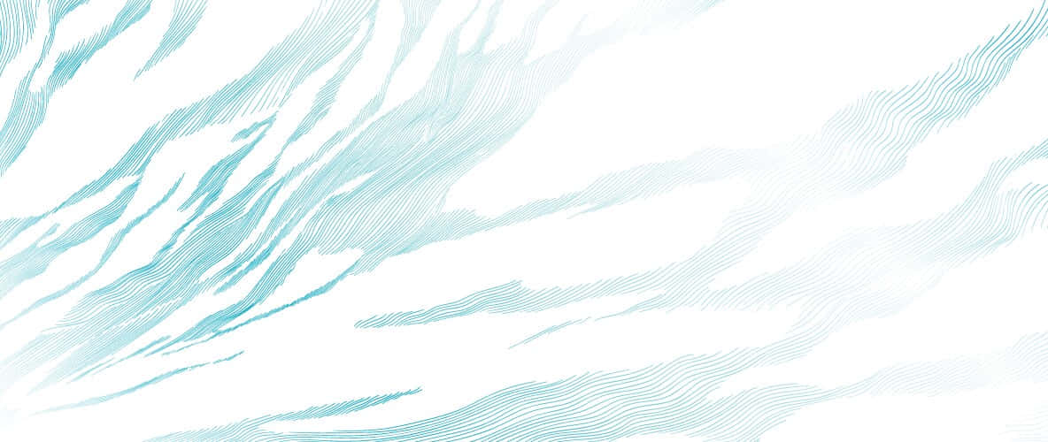 Abstract Landscape 桌布 壁紙 — 流動的綠松色線條在明亮的白色背景上形成動態的抽象圖案。