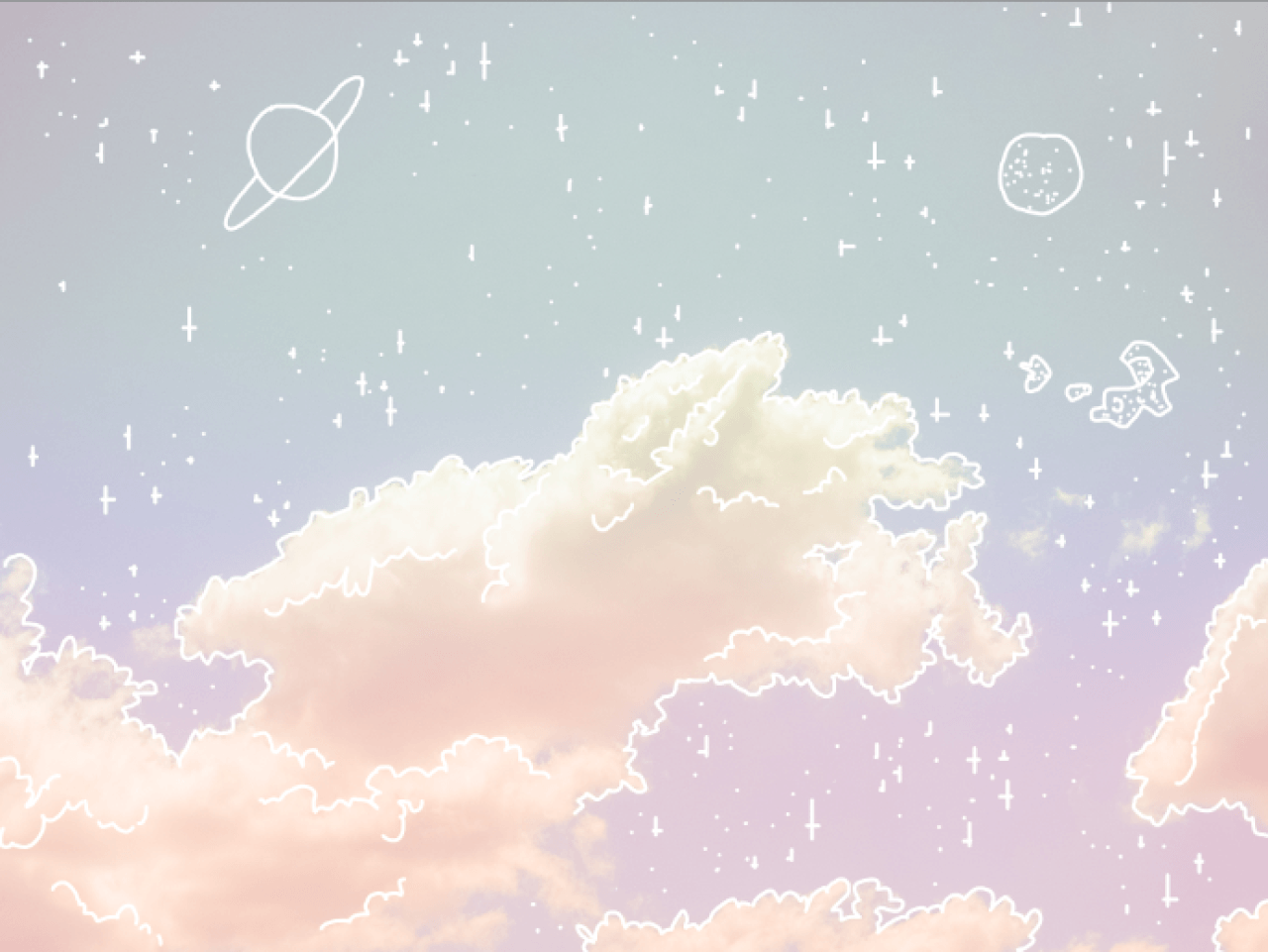 天空美景，佈滿白色 fluffy 雲朵 壁紙