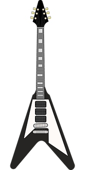 黑白色 Flying V 結他 壁紙