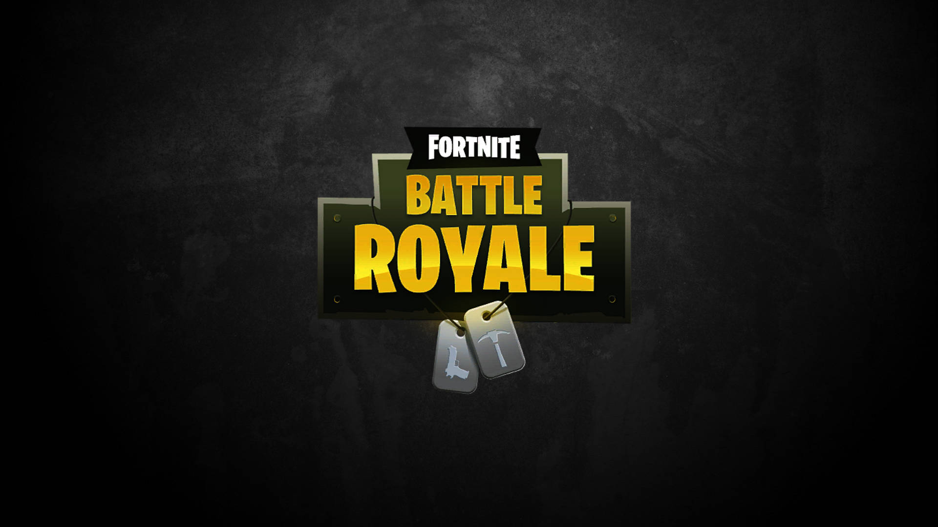 Fortnite Battle Royale 標誌，帶有狗牌，背景為深色紋理。