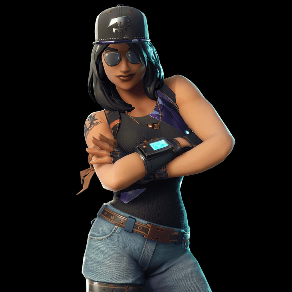 Fortnite 女性角色皮膚，戴帽與太陽眼鏡 壁紙