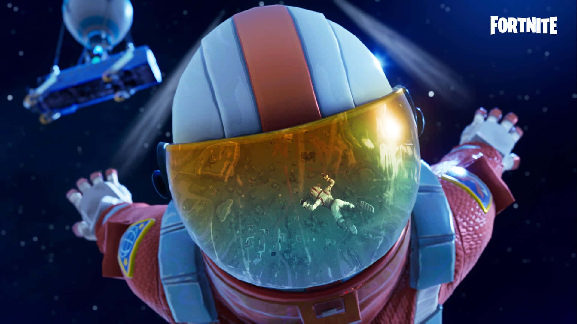 Fortnite太空人張開雙臂漂浮在太空中