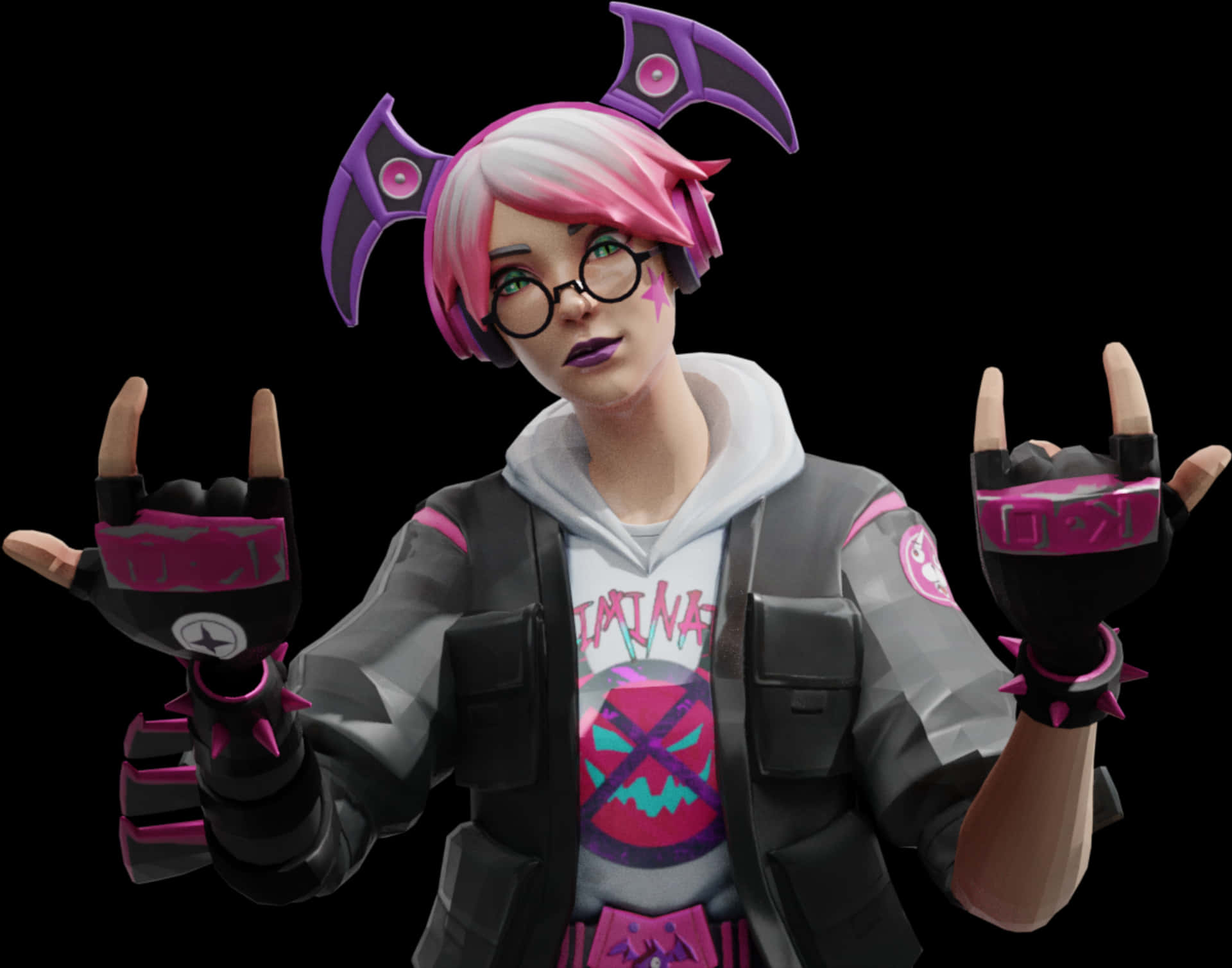 Fortnite 電音搖滾造型與搖頭手勢 壁紙
