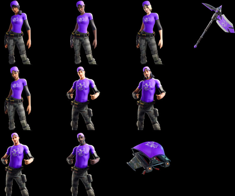 Fortnite 紫色骷髏兵造型與配件 壁紙