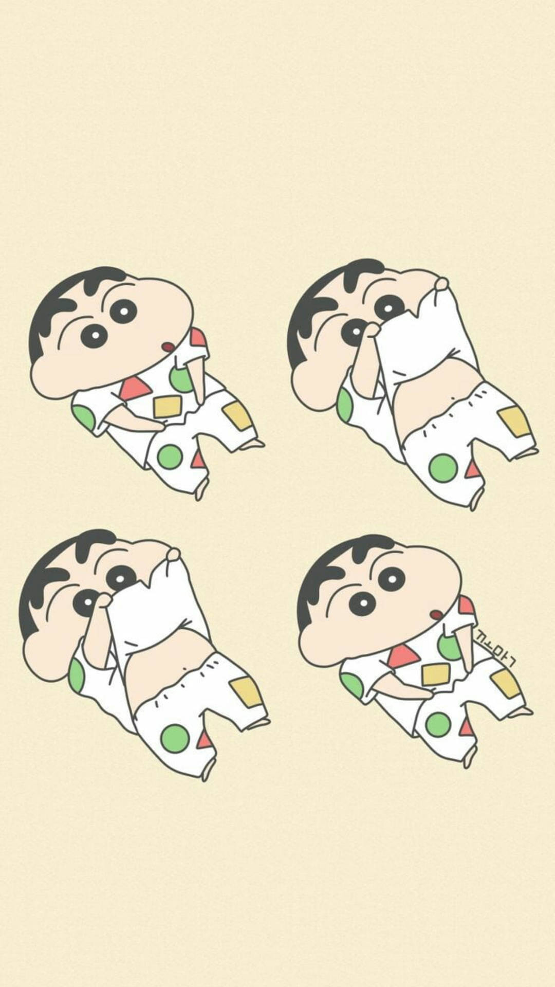 四個漂浮的動漫風格兒童，身穿白色服裝，帶有彩色補丁。