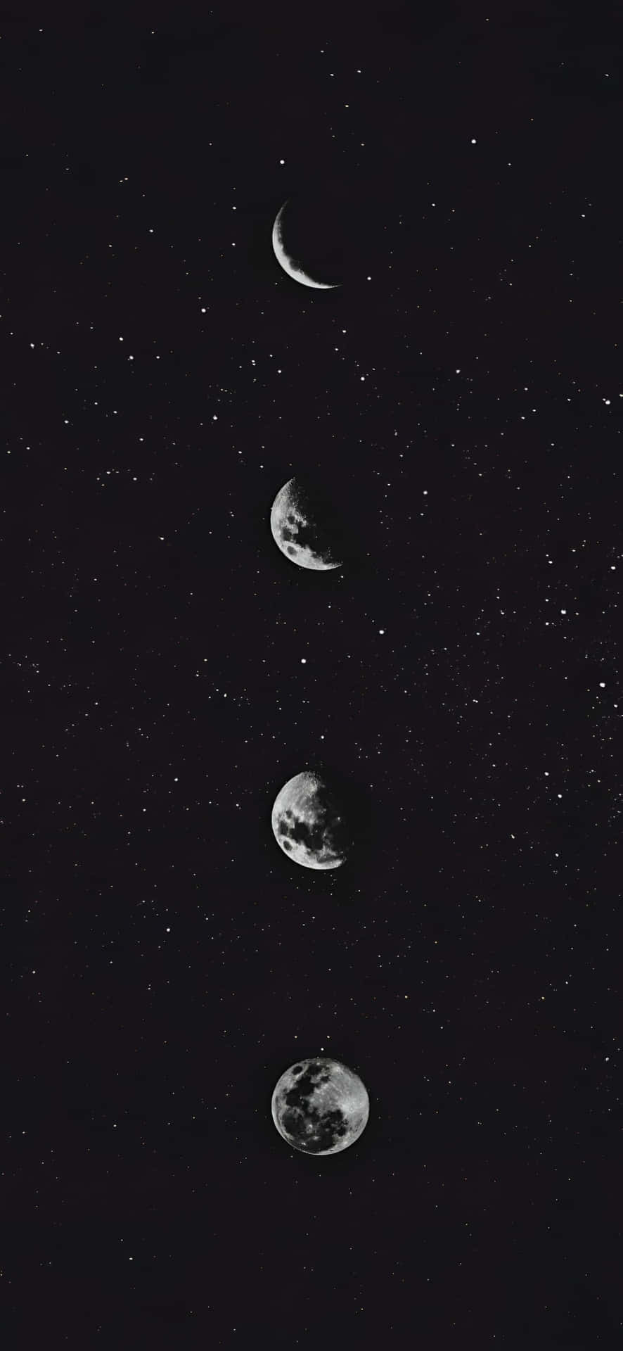  壁紙 — 四個月亮相位垂直排列，背景係單色嘅星空夜空。